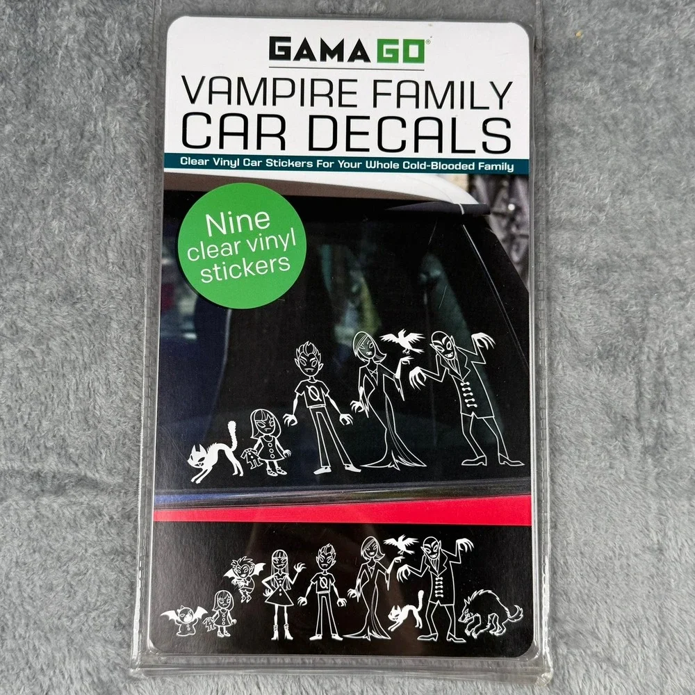Gama-Go Vampire Family Car Decals Nine Clear Vinyl‎ Stickers EA1426 White Goth
